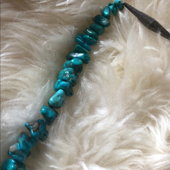 🤩Vintage OLD PAWN NATIVE AMERICAN INDIAN NUGGET TURQUOISE NECKLACE NAVAJO PEARL - Picture 10 of 16